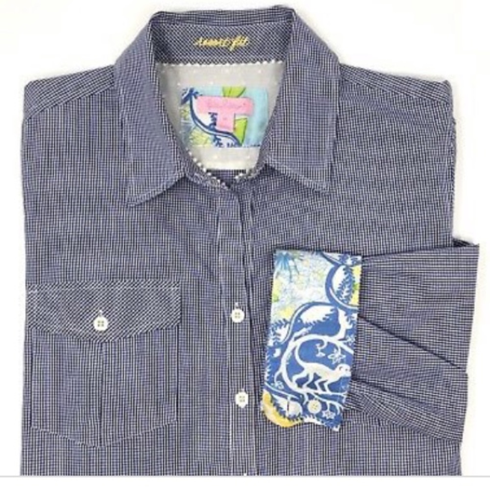 Lilly Pulitzer blue gingham button down S